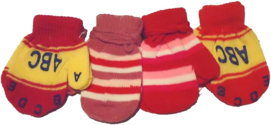 Set of Four Pairs Stretch Magic Mittens for Infants Ages 3-12 Months