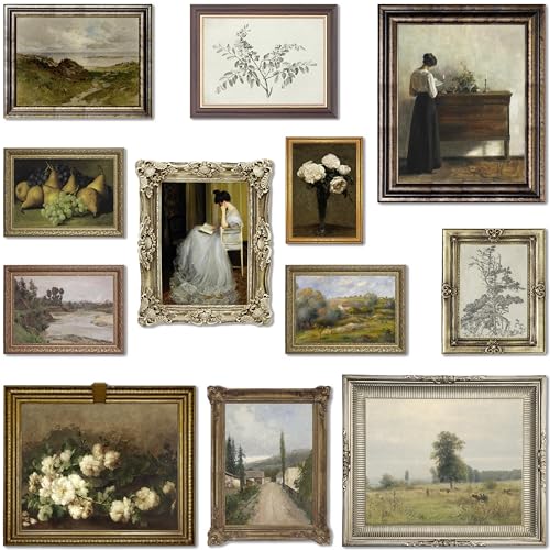 LANCHI95 12 piezas de decoración vintage de pared, impresiones de arte vintage,...