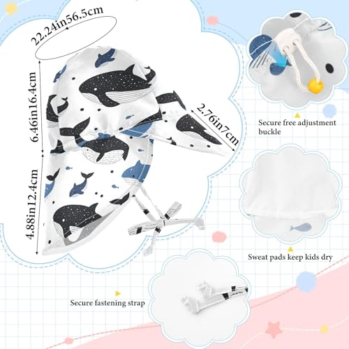 Cartoon Blue Black Whale Kid Beach Hats Boys Bucket Hat Girls UV Protection Adjustable Beach Essentials4
