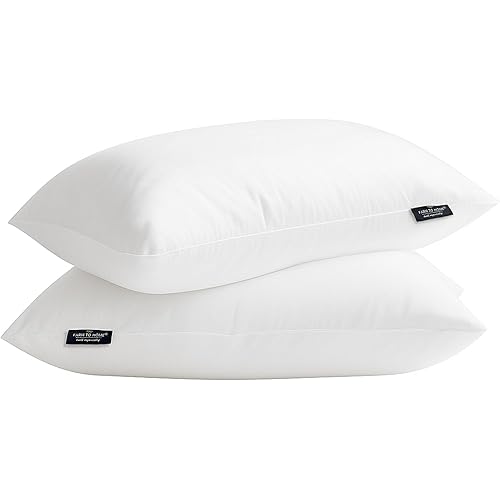 Farm To Home 100% Organic Cotton Cover Pillows Queen/Standard Size Set of 2, Down Alternative Hotel Quality Soft Bed Pillow for Back & Side Sleepers, Machine Washable, 20"x28", White