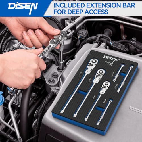 DISEN 6 Piece Flex-Head Ratchet Wrench Set with EVA Storage Case by DISEN - Image 6