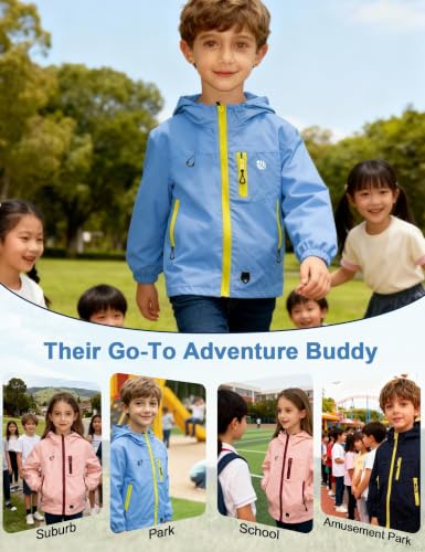 Image of Venzina Kids' Adventure-Ready Windproof Jacket Thermal-Insulated & Water-ResistantFixed Hood for Hiking, Camping, School