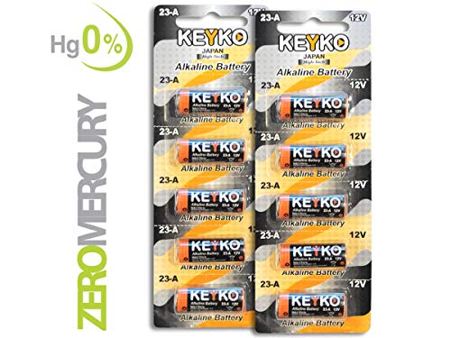 A23 Battery 12V Alkaline 55 mAh -10-Pcs Pack - for Garage Doors Opener