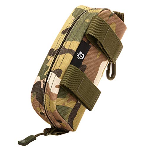 CamGo Taktische Sonnenbrille, Hartschalen-Etui, tragbar, MOLLE-Reißverschluss, Nylon, Brillen-Tragetasche mit Clip -  Braun -  Einheitsgröße