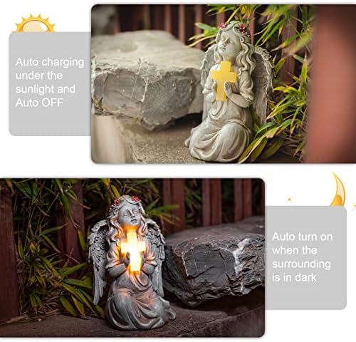 MUMTOP Angel Garden Ornaments, Angel Garden Statues, Angel Ornament Garden Statues Outdoor, Grave Ornaments, Praying Angel Garden Decoration, Memorial Gift, Waterproof, Resin, 22.8 cm Tall