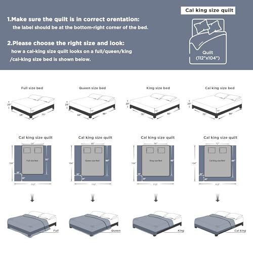 Image of Litanika California King Quilt Bedding Set, Grayish Blue Oversized Lightweight Comforter Bedspreads & Coverlets, Boho Farmhouse Bedding Cover Bed Decor All Season, 3 Pieces (1 Quilt, 2 Pillowcases)