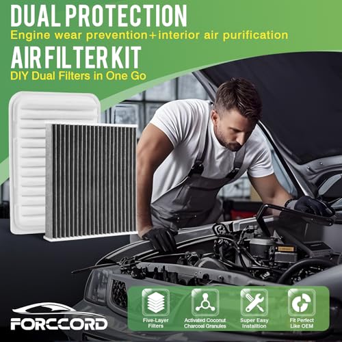 Image of Cabin & Engine Air Filter Fit for Toyota Camry Hybrid (2007-2011), Highlander Gas (2008-2013) Activated Carbon Cabin Filter Replace#CF10285 CA9360 Car Accessories