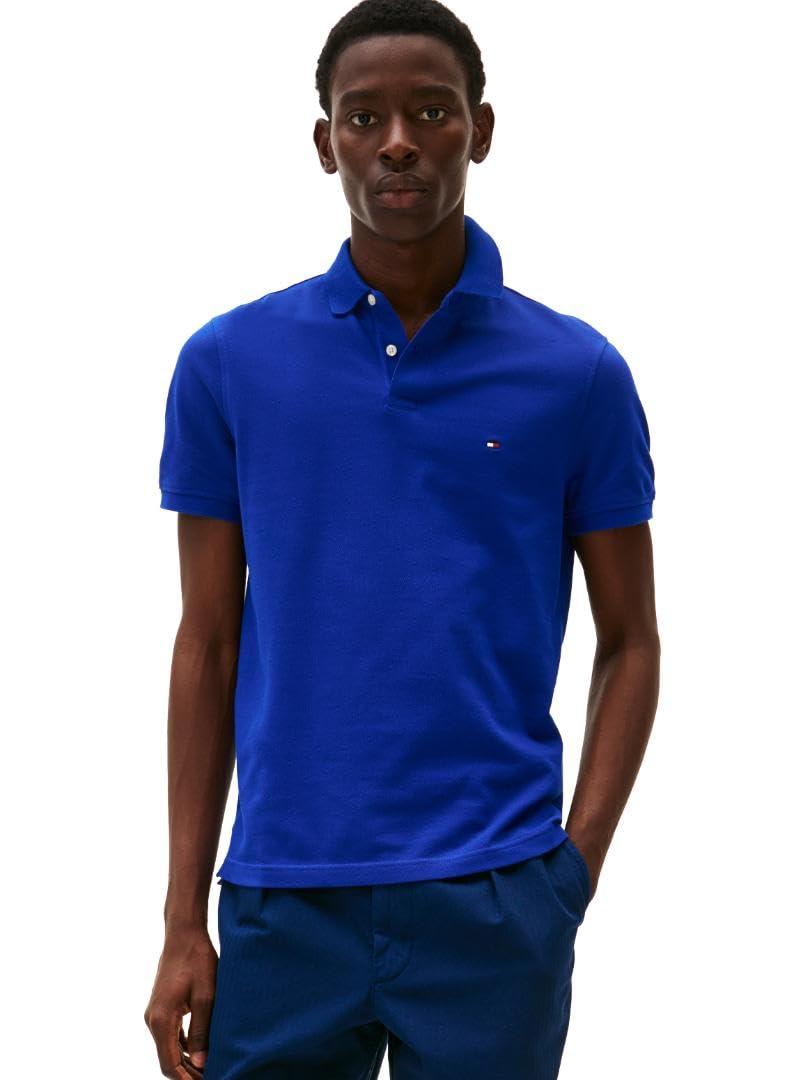 Tommy Hilfiger Mens Short Sleeve Polo Shirts in Classic Fit with Stretch and Organic Pique Cotton