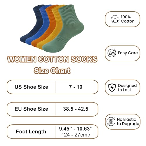 Image of Womens Cotton Anti-Pilling Quarter Crew Socks | Moisture-wicking, Odor-control, Lightweight, Office /gym, 7-pair, US 6-10