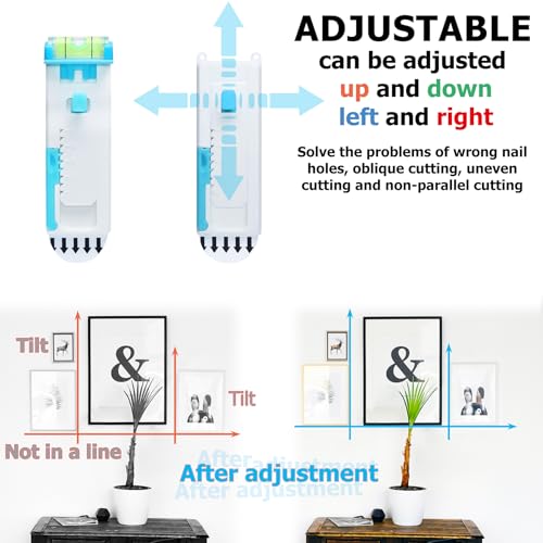Image of laffeya Picture Hangers, Adjustable Adhesive Wall Hooks with Level, Damage Free Hanging Strips Hanger for Art, Photos, Mirrors & Decor Frame (Picture Hook, 2)