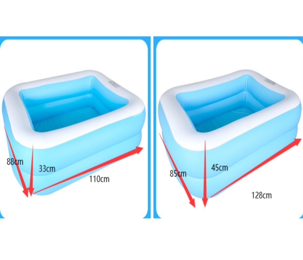 Planschbecken Schwimmbad Pool Family Swim Center Aquarium Aufblasbarer Pool Rechteckiger Lounge-Pool Swimmingpool Gartenpool Planschbecken für Gärten(128 * 85 * 45cm)
