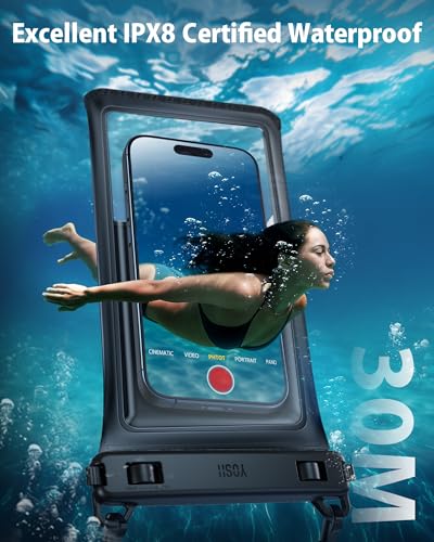YOSH wasserdichte Handyhülle [2026 3D-Doppeltaschen], IPX8 Wasserfeste Handytasche zum Umhängen, 7,5 Zoll Unterwasser Hülle Tauchen Waterproof Phone Case für iPhone 17 16 Pro Max Samsung S26 S25 Ultra 4
