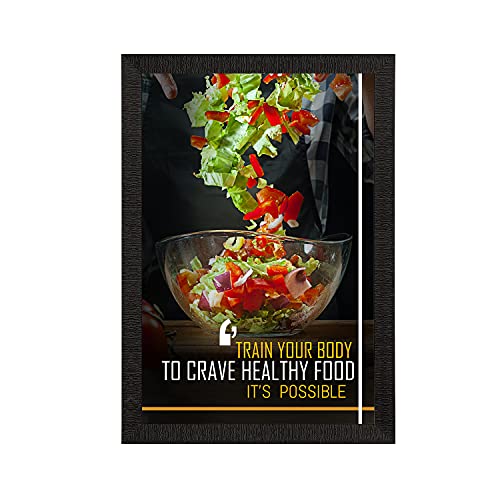 Image of eCraftIndia Train Your Body to Crave Healthy Food, Its Possible Motivational Quote Satin Matt Texture UV Art Painting