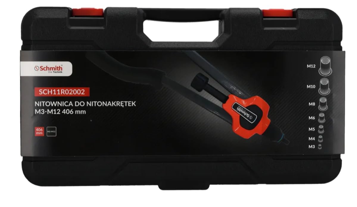 Pinze per rivetti - pinze a rivettatura a leva - per M3-M12, acciaio, alluminio e acciaio inox, manici ergonomici con rivestimento in gomma antiscivolo - 406 mm