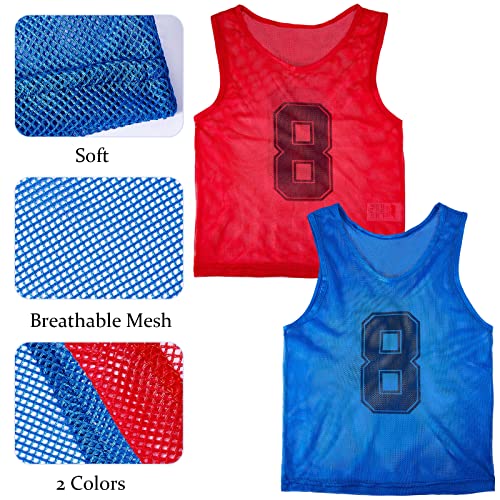 24 Pcs Pennies For Sports Mesh Football Practice Jersey For Kids Youth Teen Adult Reversible Numbered Football Soccer Jersey #TOP3