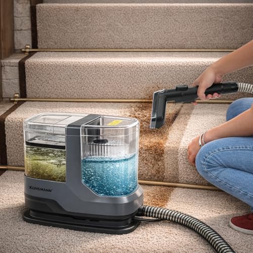 Image of Small Carpet Spot Cleaner Machine, Portable Upholstery & Couch Cleaner Machine with 17KPa Powerful Suction, Deep Cleaning Handheld Car Shampooer for Furniture, Sofa, Rug, Stairs, Pet Stains, Car Seats