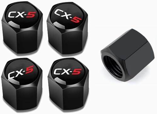 Juego de tapas de válvula de neumático de metal negro para Mazda CX5, juego de tapas de válvula de aire, a prueba de polvo, a prueba de fugas,
