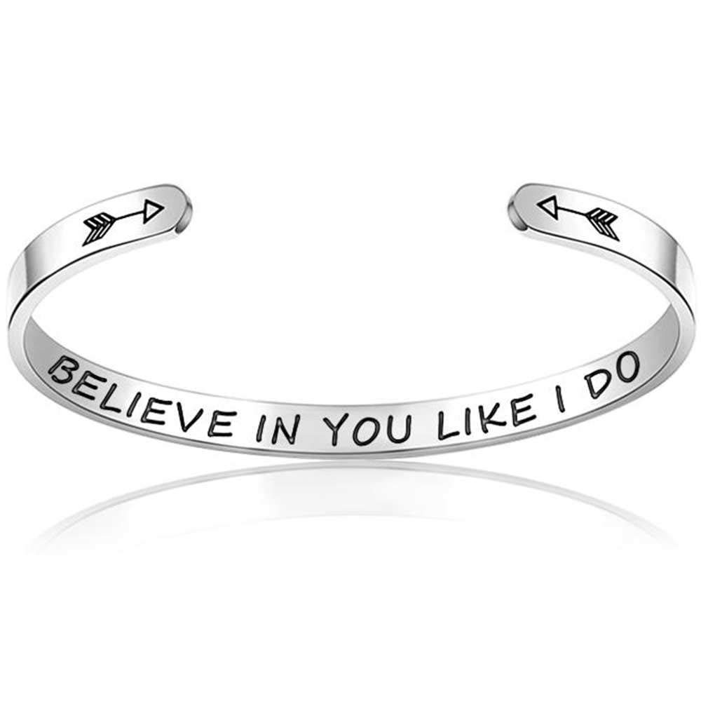 Jude Jewelers 6mm Width Stainless Steel Inspirational Encouragement Graduation School Open Cuff Bangle Bracelet