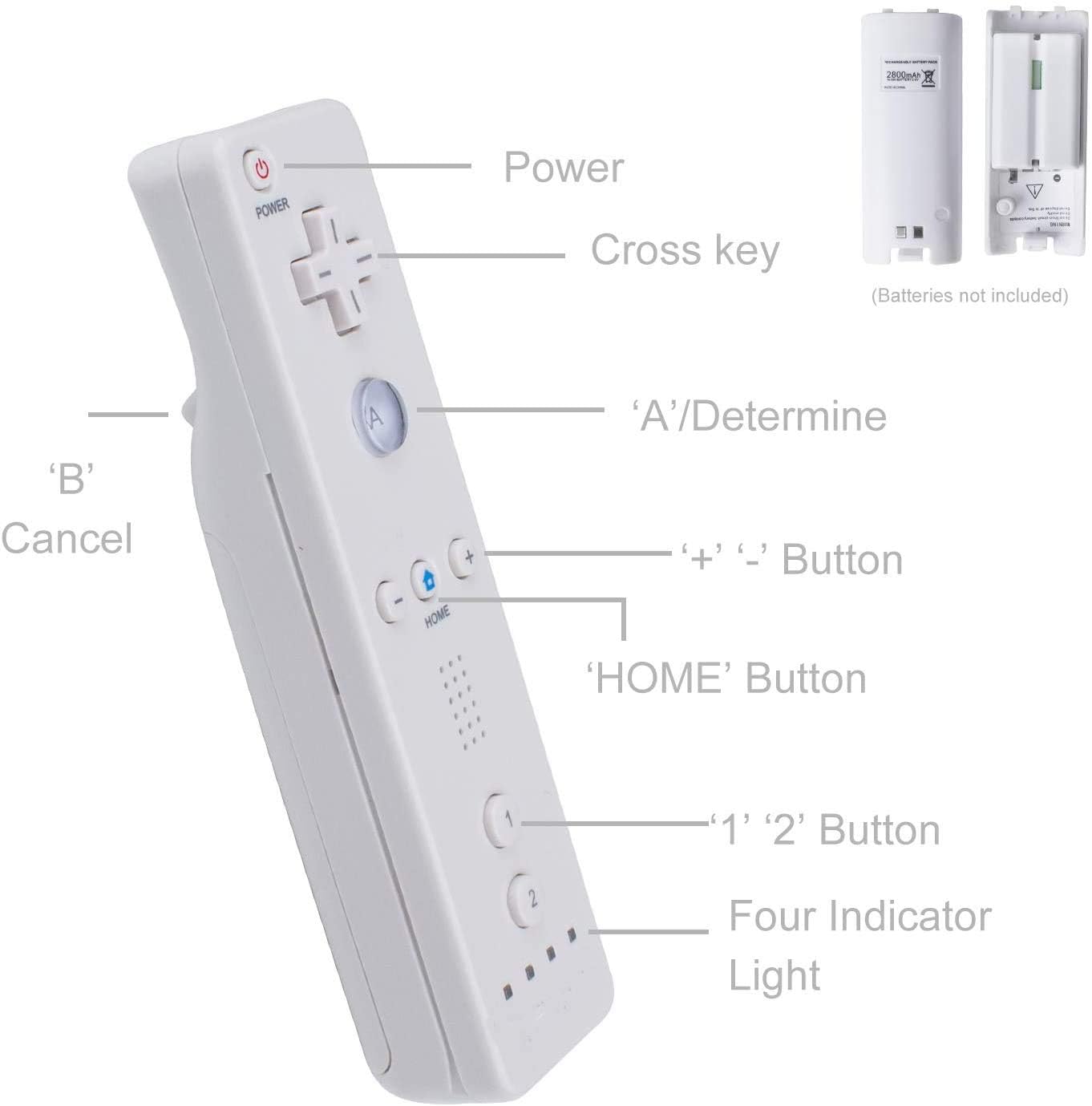 TechKen Controller Remoto con Nunchuck per Wii - Telecomando di Ricambio con Nunchuk
