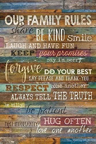 Our Family Rules   Letreros de metal con texto en inglés 