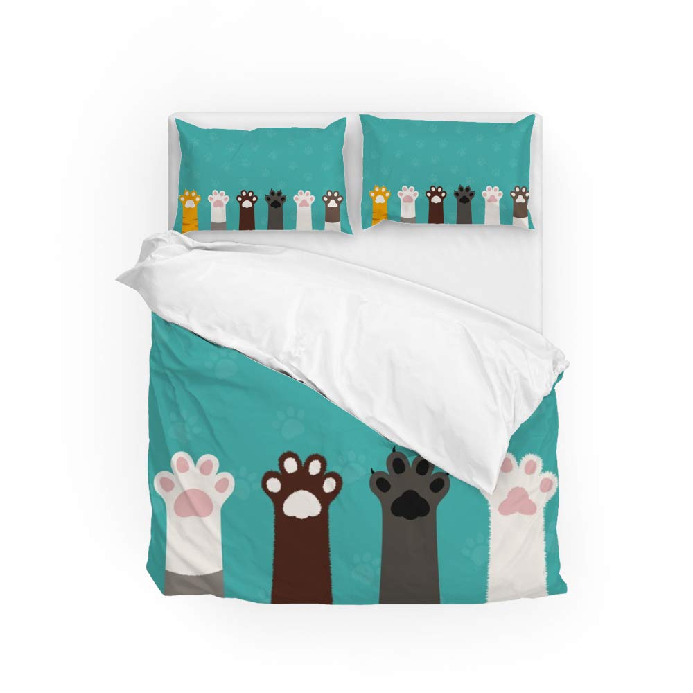 Housse de couette pattes de chat CHEHONG durable et anti-plis pour un lit impeccable