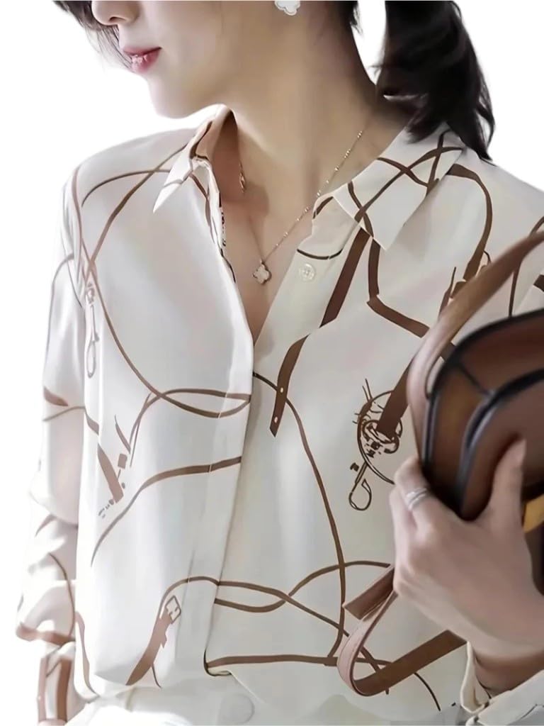 divine fabrics Women's Floral Printed Button Down Western Shirt with Collar Neck and Rolled-Up Long Sleeves in Relaxed Fit-picture-50
