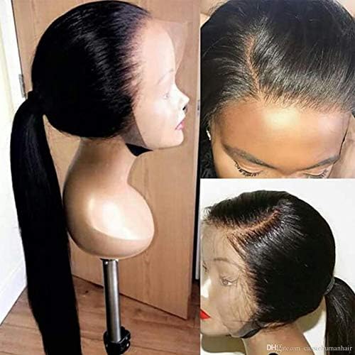 Hesperis Brazilian Hair 360 Lace Frontal Wigs Can Be Tied High Ponytail Human Hair Straight Glueless Full Lace Wigs With Pre Plucked Baby Hair 130 Density-24inch 360 wig