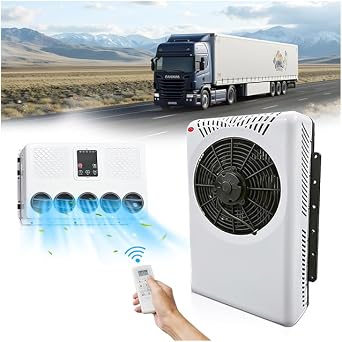 Treeligo 12V Mini Split Air Conditioner, 12000 BTU Truck DC Air Conditioner, 12 Volt Fast Cooling AC unit for Semi Truck, Camper, RV, Construction Vehicles, Cranes, Tractor, Excavator, Trailer