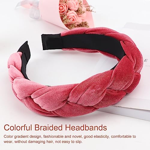 Image of DRESHOW Braided Headbands for Women Velvet Hair Hoop Elastic Criss Cross Hair Bands Accessories