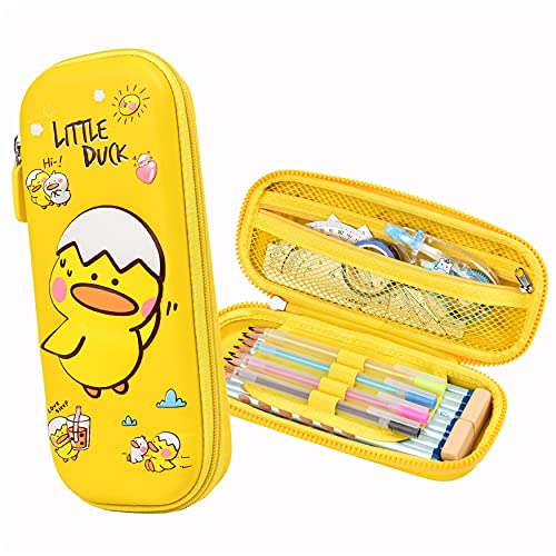 Cute Pencil Case, 3D EVA Pen Pouch Stationery Boxï¼ŒPencil Pouch Durable Stationery Box Pen Holder for Girls and Boys (Yellow Duck)