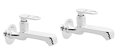 Clinton Max Brass Long Body Bib Cock Tap with Wall Flange- Set of 2