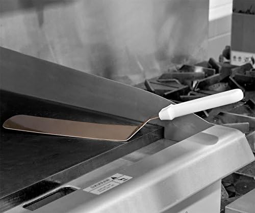 Miniatura 6 de Tezzorio - Juego de 3 espátulas giratorias con mango blanco para parrilla de plancha, 8 x 3 pulgadas de acero inoxidable sólido flexible con mango