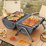 Tragbares faltbares Grillset - Doppelseitige Grillpfanne, stabiles Design für Hinterhofpartys und Kochen im Freien