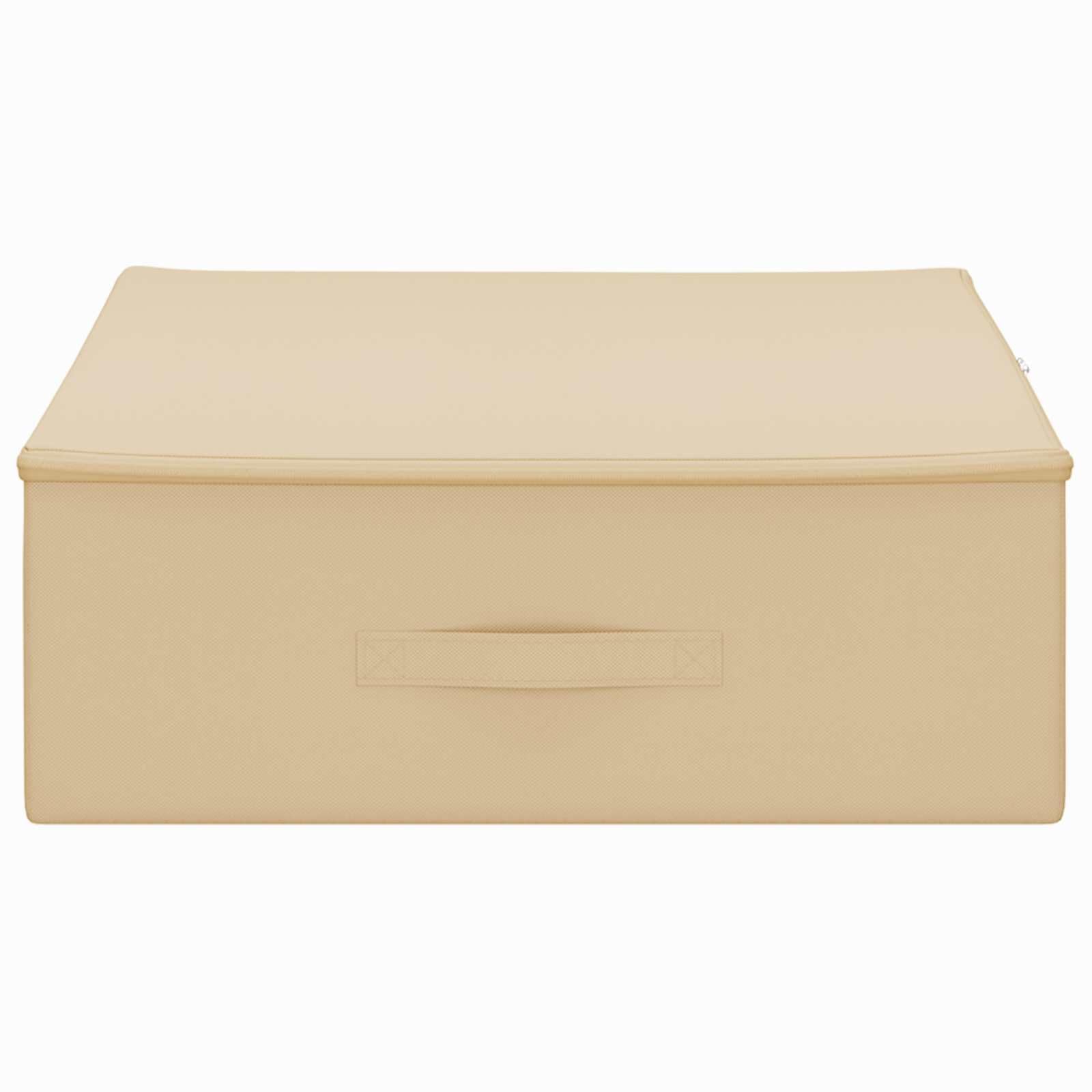 Creme Aufbewahrungsbox aus Vliesstoff 90 x 48 x 15 cm klappbar mit Seitenhenkeln und Weite Öffnung für Schlafzimmer und Wohnzimmer, Ordnungssystem für Haushalt