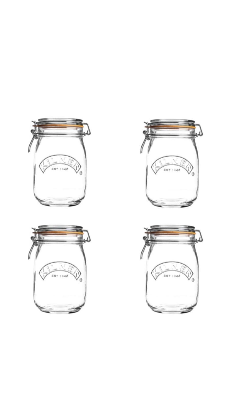 Clip Top Round Jar - 1000ml (Pack 4)