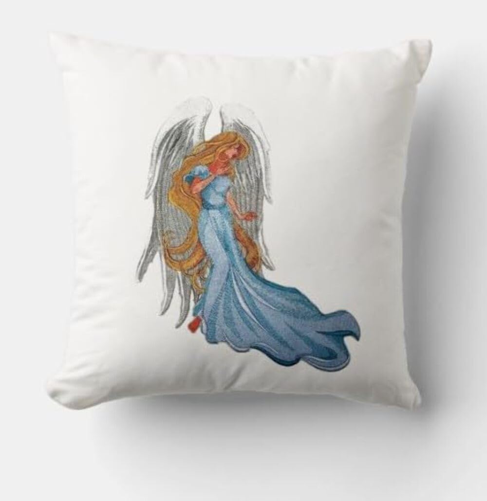 Christmas Art Nouveau [Angel with Flowing Tresses] Embroidered Iron on/Sew Patch [7.81" *10"] [Made in USA]