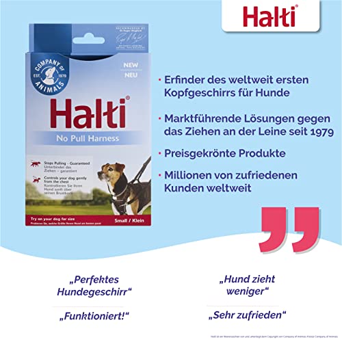 HALTI No Pull Anti-Zug Geschirr, Größe Klein - Verhindert, dass Ihr Hund an der Leine zieht, Gepolsterter Brust- und Beingurt, Reflektierendes Gurtmaterial, Einfache Anpassung und Benutzung