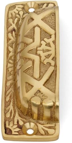 Miniatura 5 de Renovators Supply Manufacturing Tiradores de gabinete de 3 34 pulgadas, tiradores de latón antiguo estilo azteca para cajones con accesorios de