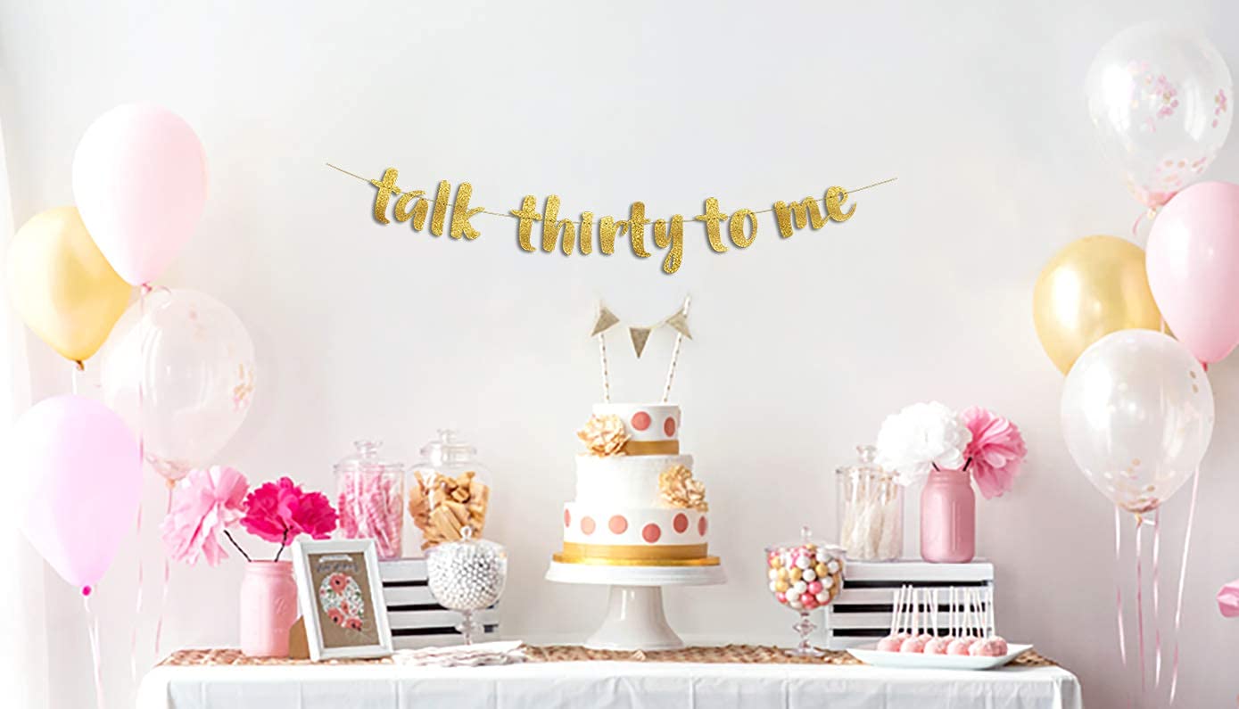 „Talk Thirty To Me“ 30. Geburtstag-Dekoration – Inkl. Schärpe, Luftballons, Cake Topper & Banner | Schwarz-Gold-Party-Set Für Ihn & Sie