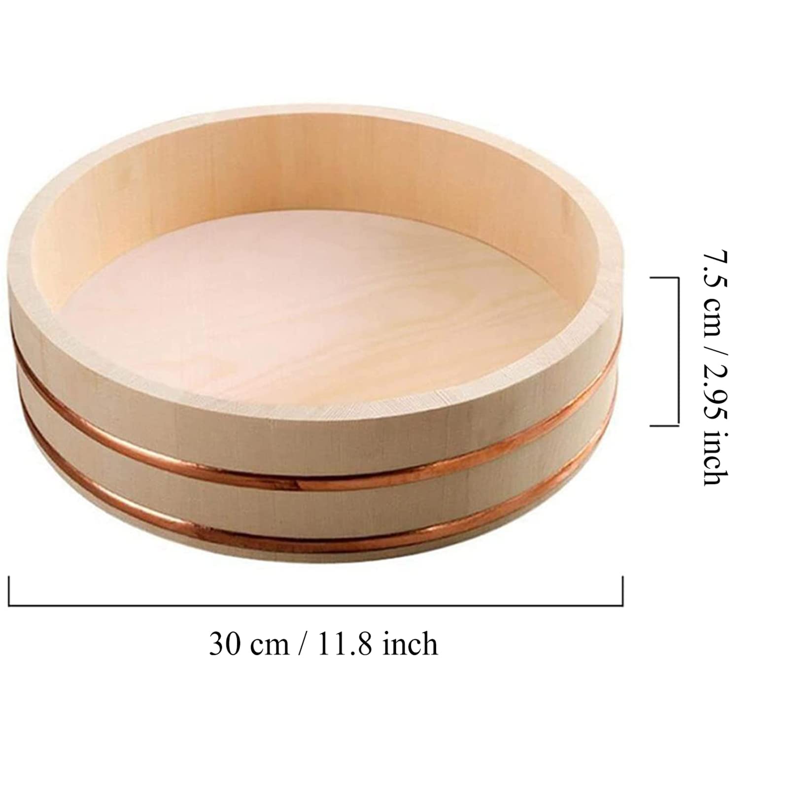 Drewniana wanna do mieszania ryżu Hangiri Oke, zestaw do robienia sushi z wałkiem do ryżu, japońska miska na sushi, 30 cm