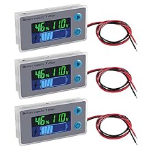 ACEIRMC Digital Battery Capacity Tester, 10-100V LCD Display, 12V-48V, Temperature Switch Meter Gauge, Marine & RV Battery Power Indicator 3pcs
