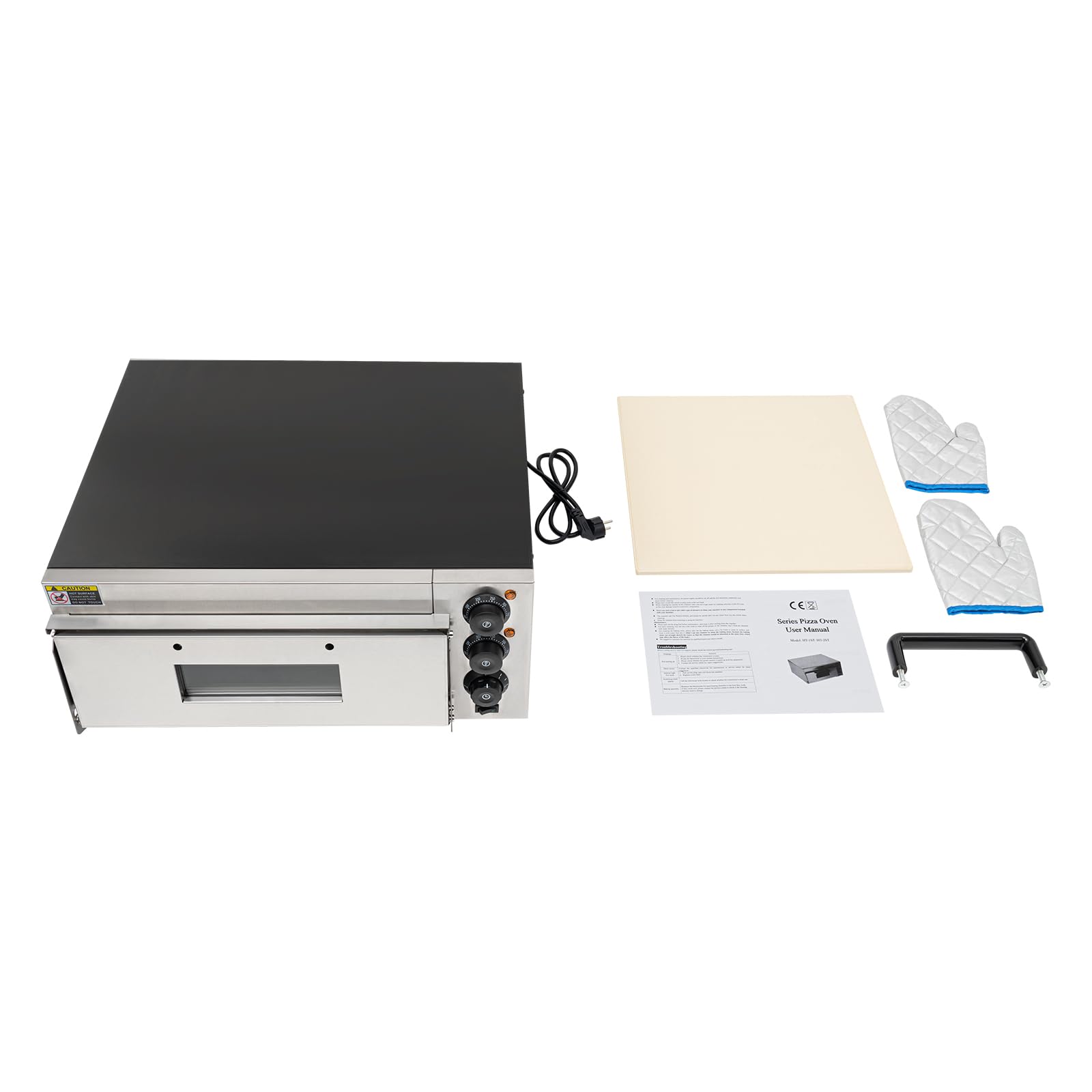 Horno de pizza encimera, 2000 W, horno eléctrico comercial para pizza con temperatura ajustable y temporizador de 0-30 minutos