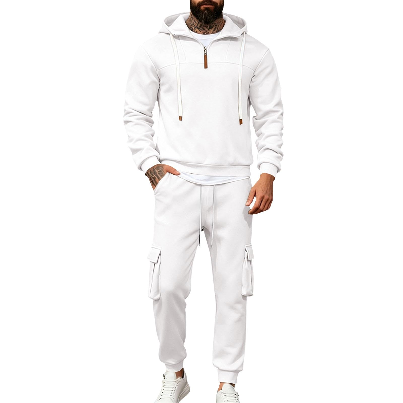 Trainingsanzug für Herren, Kapuzen-Sweatshirt und Hose, Jogging-Set