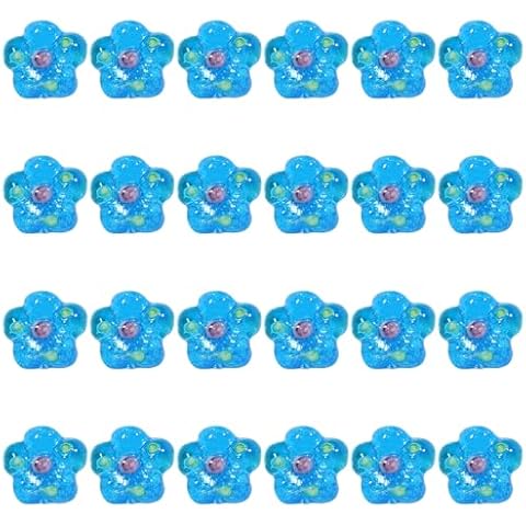 Ornaland 28 Pcs Transparent Flower Lampwork Beads Strands White Glitter Bumpy Millefiori Spacer Bead Shiny Handmade Beaded Charms for Bracelet Necklace Jewelry Making Cover