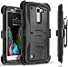 LG K7 Case, Combo Rugged Shell Cover Holster with Built-in Kickstand and Holster Locking Belt Clip + Circle(TM) Stylus Touch Screen Pen and Screen Protector - Black