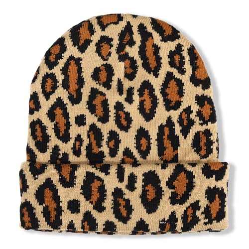 Cheetah Leopard Print Beanie Hat Gifts for Women Pattern Skull Cap Hat Girls Fashionable Animal Themed Lover Gifts Casual Novelty Stuff