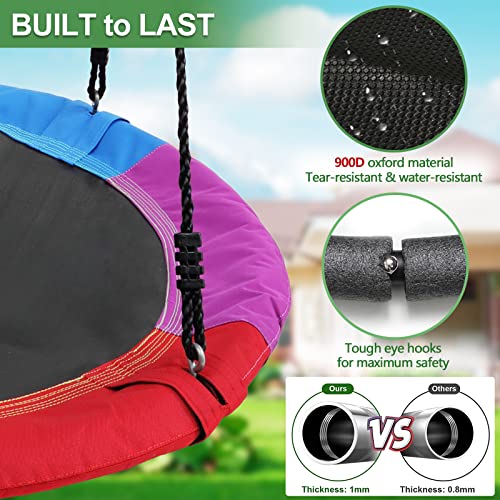 40\" Saucer Tree Swing with Hanging Straps, 900D Oxford Waterproof Flying Saucer Swing for Kids Adults- 700lbs Weight Capacity, with Adjustable Ropes for Outdoor Indoor Backyard Playground - Thumbnail 3