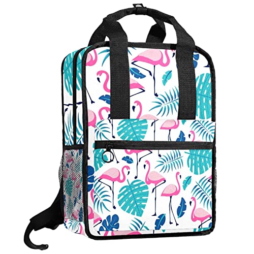 Sac à dos pour garçons à motif flamants roses tropicaux avec bretelles réglables