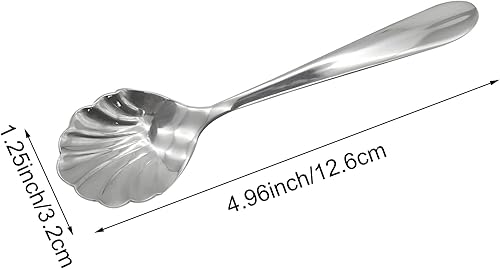 Miniatura 3 de 2 cucharas para remover con forma de concha 1810 (304) cucharas de azúcar de acero inoxidable vintage de 4.96 pulgadas para café, té de la tarde,