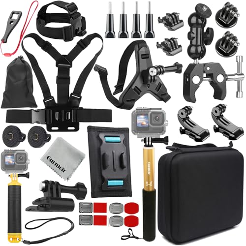 Gurmoir Kit de Accesorios para Gopro 13/12/11/10/9/Osmo Acción 5 pro/4/3/Insta 360 X5/X4/X3 y más cámara de acción, Soporte de Mochila Monte/Soporte de Casco Monte Kit para Gopro/Insta 360 (DT18)